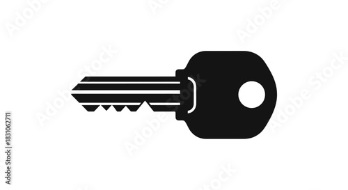 Modern black key icon vector illustration for digital security access and privacy solutions