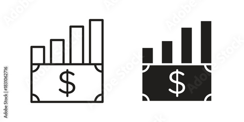 capital gain icon. Outline, Glyph and Filled Outline Style