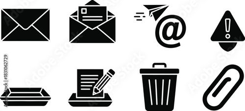 Email Communication Icons Set Digital Messaging Interface with vector illustration