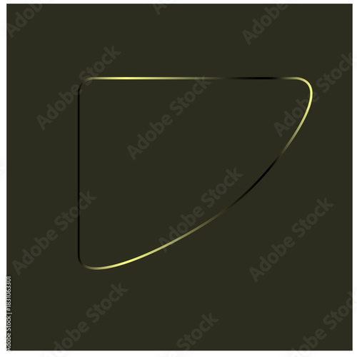 abstract geometric shape with golden gradient outline on dark olive green textured background, modern artistic design for background, header, or digital art with a sense of luxury and minimalism