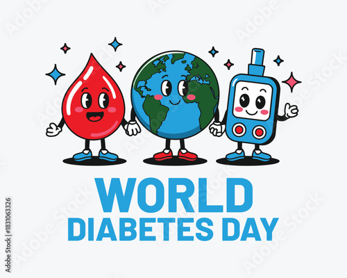 Cartoon Style World Diabetes Day Design