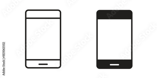 Cell phone icon. Outline, Glyph and Filled Outline Style