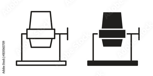Cement mixer icon. Outline, Glyph and Filled Outline Style