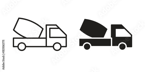 Cement truck icon. Outline, Glyph and Filled Outline Style