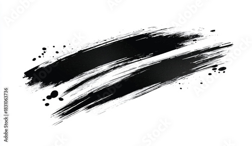 Black brush stroke on white background stock illustration