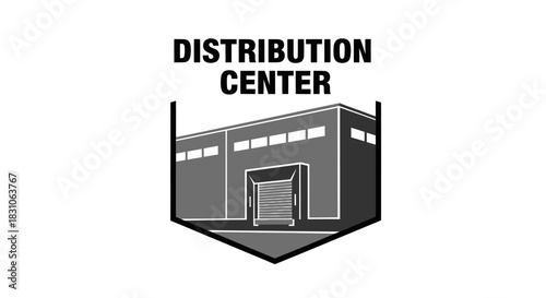 Modern Distribution Center Building Logistics Storage Warehouse Icon Vector Illustration