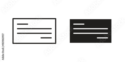 Cheque icon. Outline, Glyph and Filled Outline Style