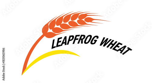 Leapfrog Wheat brand logo showing an orange grain ear with a yellow arc symbol for agricultural