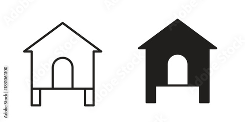 Chicken coop icon. Outline, Glyph and Filled Outline Style