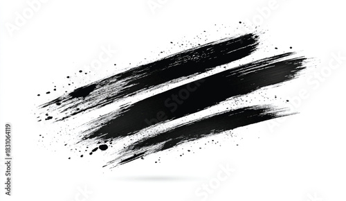Black brush stroke. Hand drawn ink spot isolated on white background. Vector illustration