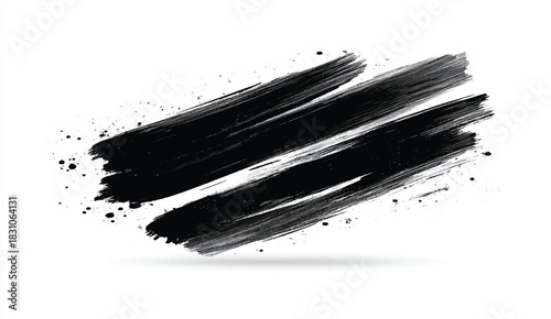Black brush stroke. Hand drawn ink spot isolated on white background. Vector illustration