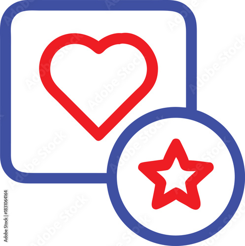 Vector blue and red line art of a favorite icon.