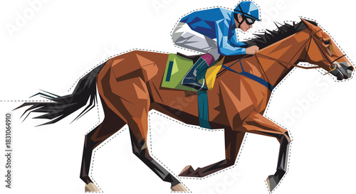Horse, racing, racehorse, galloping, jockey, equestrian, sport, competition, speed, fast, motion, dynamic, outdoor, track, derby, tournament, vector, illustration, artwork, set