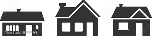 House silhouette vector, home icon set, real estate symbol pack, building outline, roof shapes, flat design assets, property graphics, minimalist architecture collection