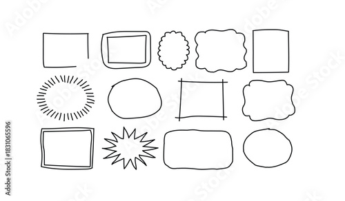 Collection of Hand Drawn Doodle Frames and Shapes Keywords: doodle, hand drawn, frame, shape