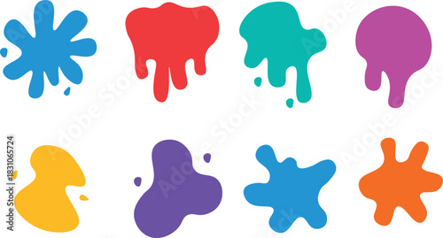Colorful Abstract Paint Splatter Shapes ink blot