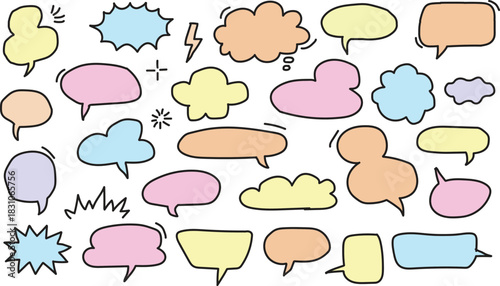 Colorful Hand Drawn Speech Bubbles and Comic Elements