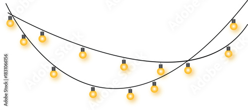 Curved Strings of Yellow Incandescent Light Bulbs string lights
