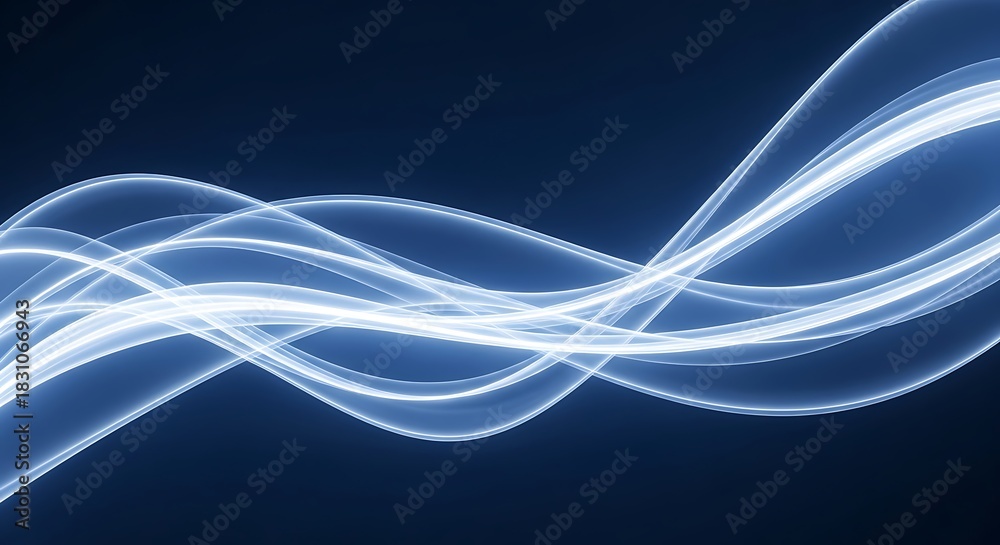 Naklejka premium Abstract blue light waves flowing on dark background