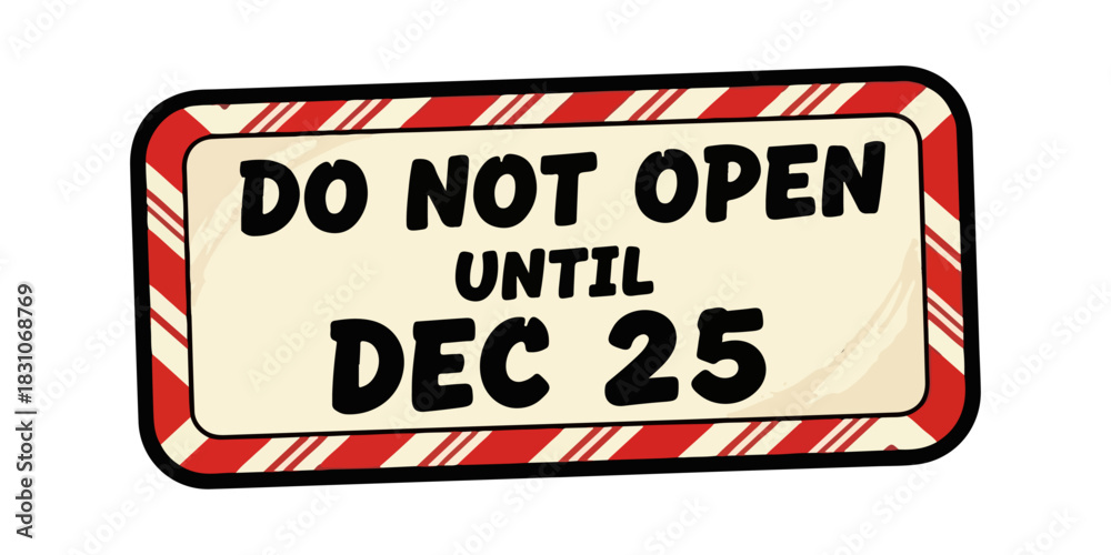 Fototapeta premium Playful Retro Adhesive Label Design with Candy Cane Borders