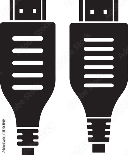 Two hdmi cable connectors silhouette