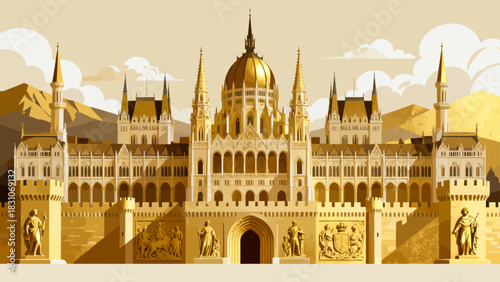 This vibrant illustration displays a collection of diverse, ornate castles in a colorful, whimsical style, showcasing medieval-inspired architecture.