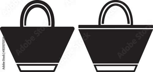 Two black tote bag silhouettes
