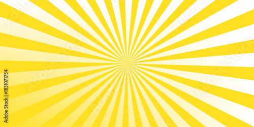 Vintage abstract template with yellow sunrays on light background. Sunlight abstract background. Starburst wallpaper.