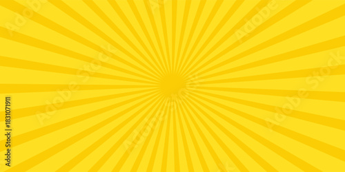 Yellow abstract background with light of sunburst. yellow starburst with halftone. sun ray retro background