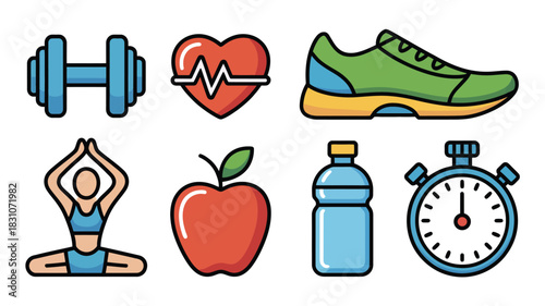 Colorful Fitness & Health Icons