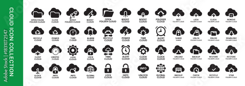 Cloud storage network icon collection set, vector flat design, modern ui ux interface design