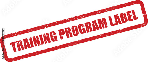 A diagonally oriented red rubber stamp with a grunge effect clearly displaying the phrase training program label