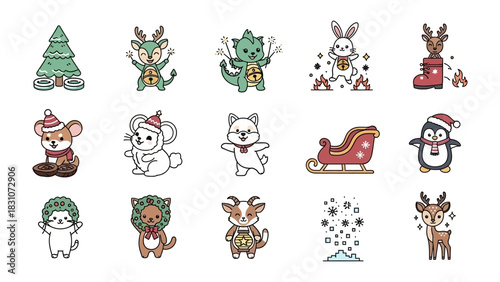 Holiday Animated Character Collection: A captivating assortment of charming animated characters, each radiating the festive spirit of holiday celebrations.