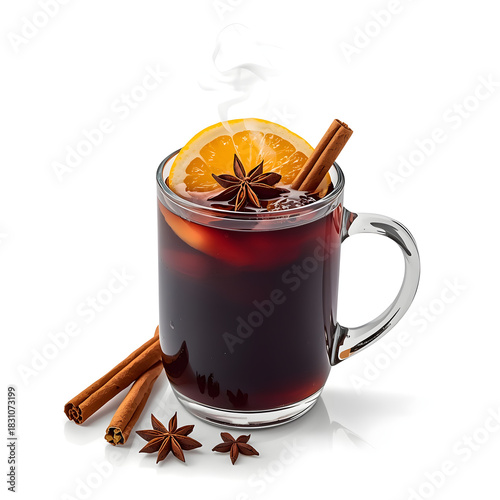 mulled wine with cinnamon and spices
