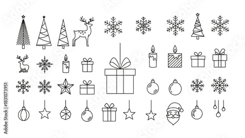 Christmas Embellishments: Collection of hand-drawn Christmas elements, conveying festive cheer.