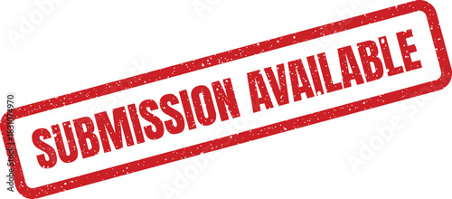 A grungy rubber stamp with bold text indicating a submission is available for processing on official documents