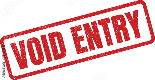 A rectangular grunge stamp featuring the prominent text VOID ENTRY conveying an invalidation concept for documents