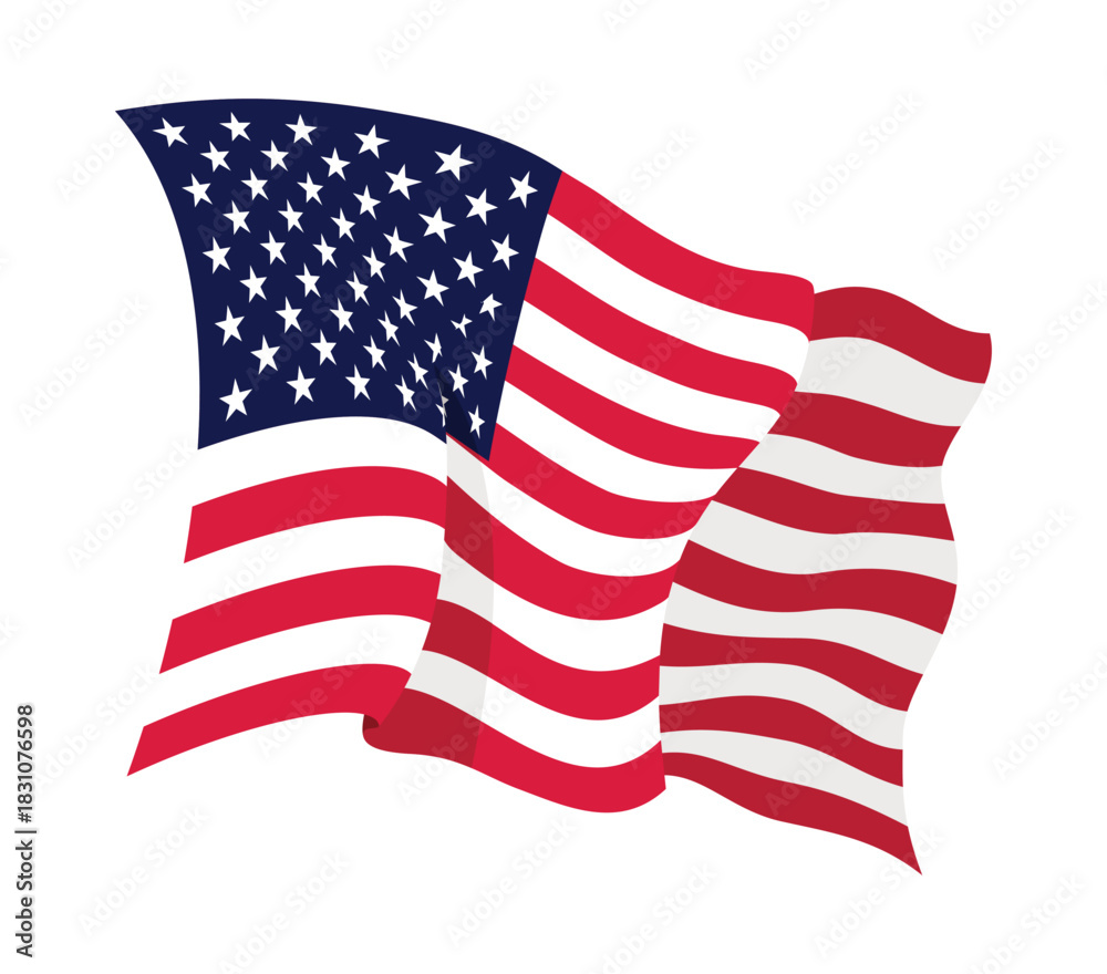 Fototapeta premium USA waving flag. American national symbol isolated on white background. Banner design element