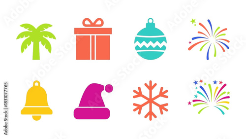Festive Season's Delight: A vibrant collection of festive icons representing a celebration, creating a visual symphony of joy.