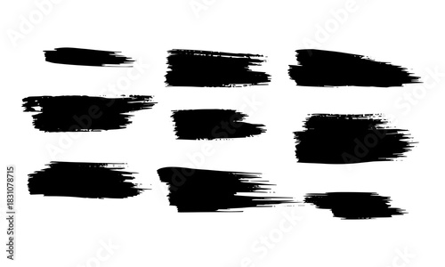 Hand-Painted Black Brush Strokes Collection, Abstract black brush strokes with hand-painted texture