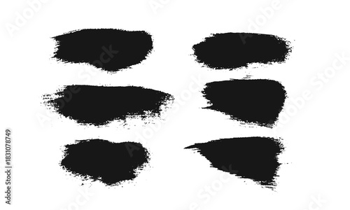 Hand-Painted Black Brush Strokes Collection, Abstract black brush strokes with hand-painted texture