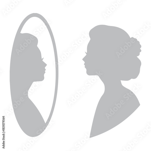 Woman's reflection in mirror