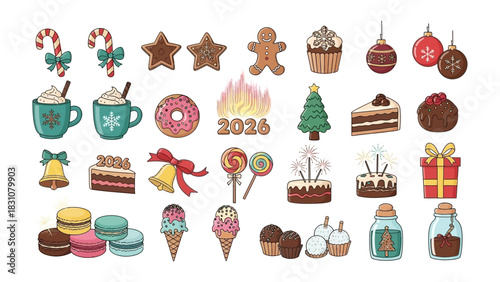 Festive Assortment: A captivating medley of holiday treats and decorations, perfectly embodying the spirit of celebration and joy.