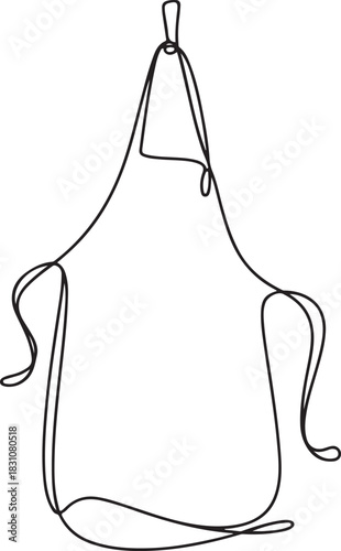 Continuous Line Art Illustration of Apron Hanging Casually from Wall Hook