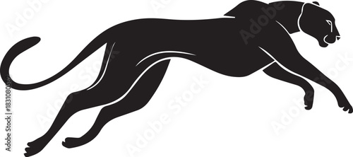 Running Cheetah Silhouette – Fast Leaping Wild Cat Vector Logo
