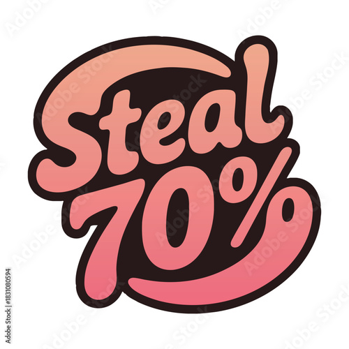 Steal 70 percent discount graphic with gradient colors