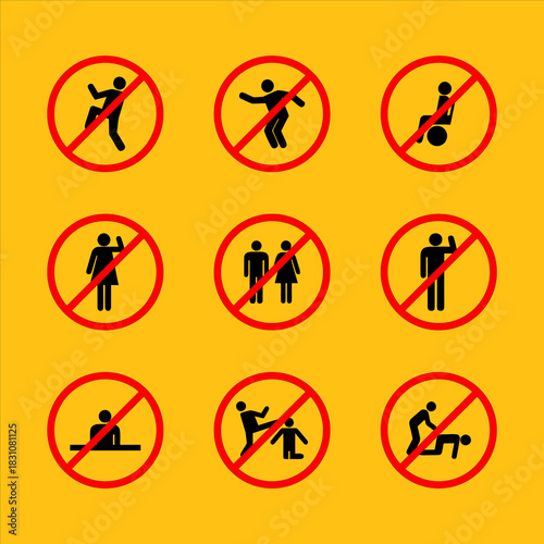 Prohibited Activities Pictograms - A Visual Guide to Restricted Actions.