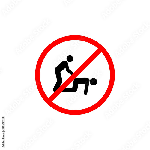 Prohibition sign depicting sexual activity indicating a restriction on such actions.
