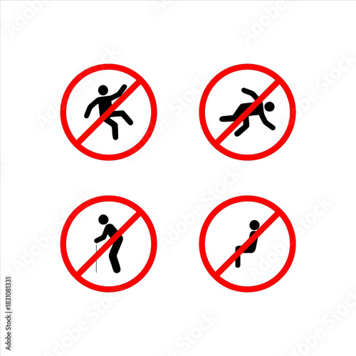Free Download Prohibition Signs Depicting Various Dangerous Actions and Behaviors. - GFXLoad