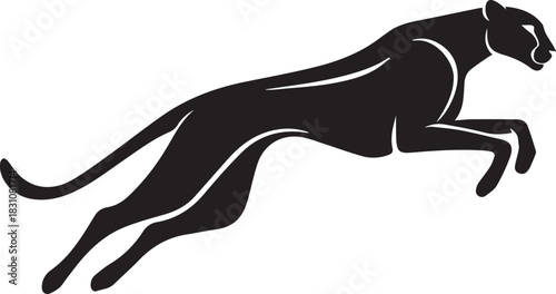 Running Cheetah Silhouette – Fast Leaping Wild Cat Vector Logo